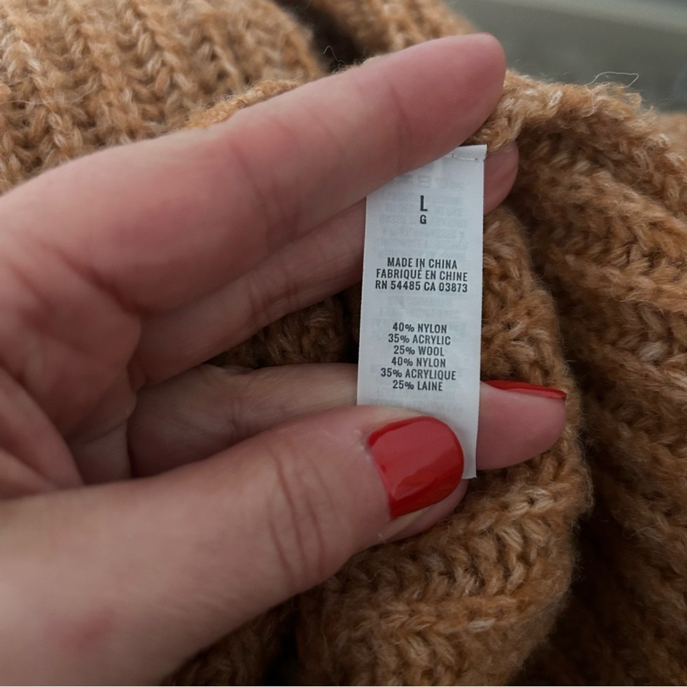 Aerie ribbed oversized hooded wool knit sweater L - Picture 5 of 7